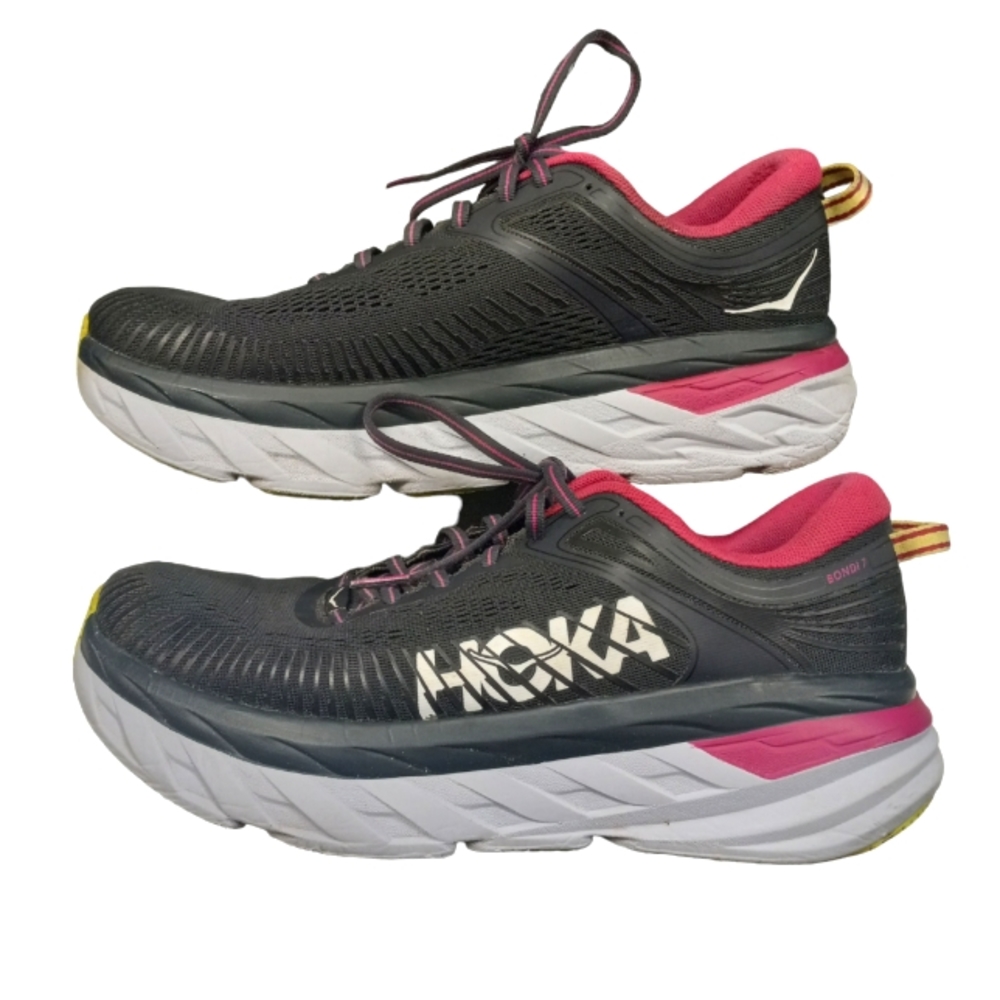 Hoka One One Women's Bondi 7 Blue Graphite/Festival Fuchsia Sz 8.5